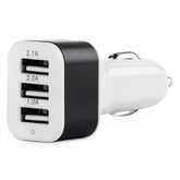 Bílá USB autonabíječka se 3 USB výstupy
