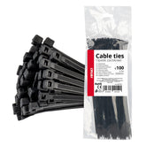 Černé stahovací pásky 2,5 x 200 mm, 100 ks.
