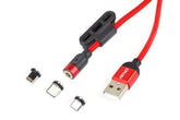 Magnetický USB kabel s konektory Lightning, USB-C a micro-USB
