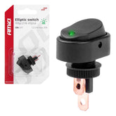 Eliptický černý spínač se zeleným podsvícením pro 12/24 V