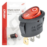 Eliptický přepínač 12 V/230 V s červeným podsvícením