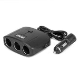 3cestná zásuvka do auta se dvěma USB-A porty