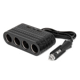 4násobná zásuvka do auta s porty USB-A a USB-C