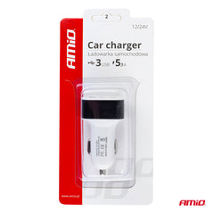Bílá USB nabíječka do 12/24V zásuvky v autě
