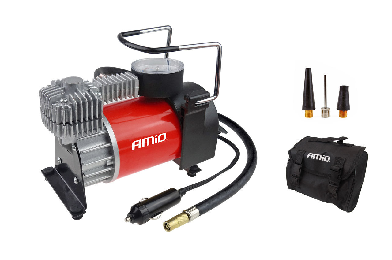 12V auto kompresor s manometrem a kovovým tělem