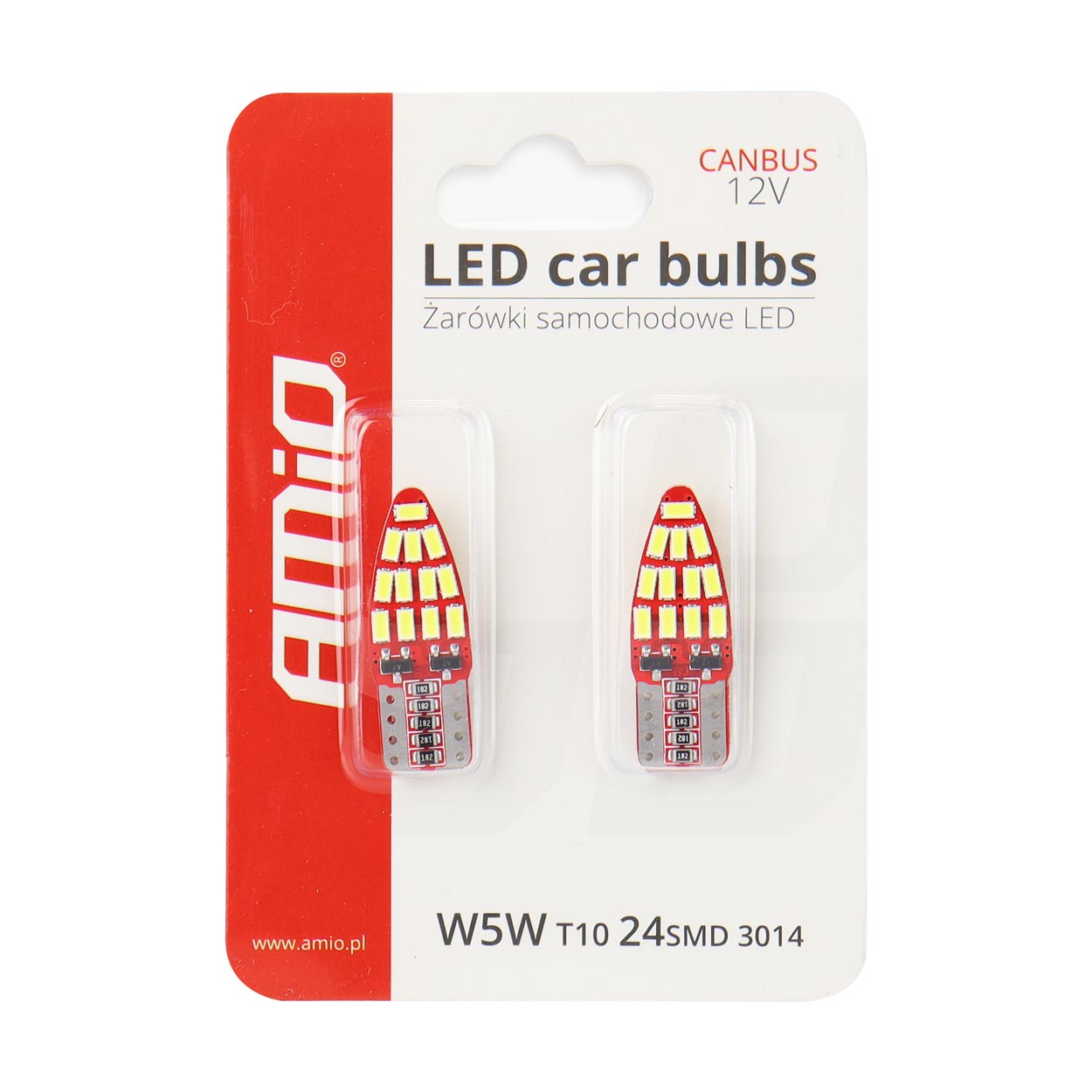 LED žárovka T10e W5W s CANBUS o rozměrech 28 x 10 mm