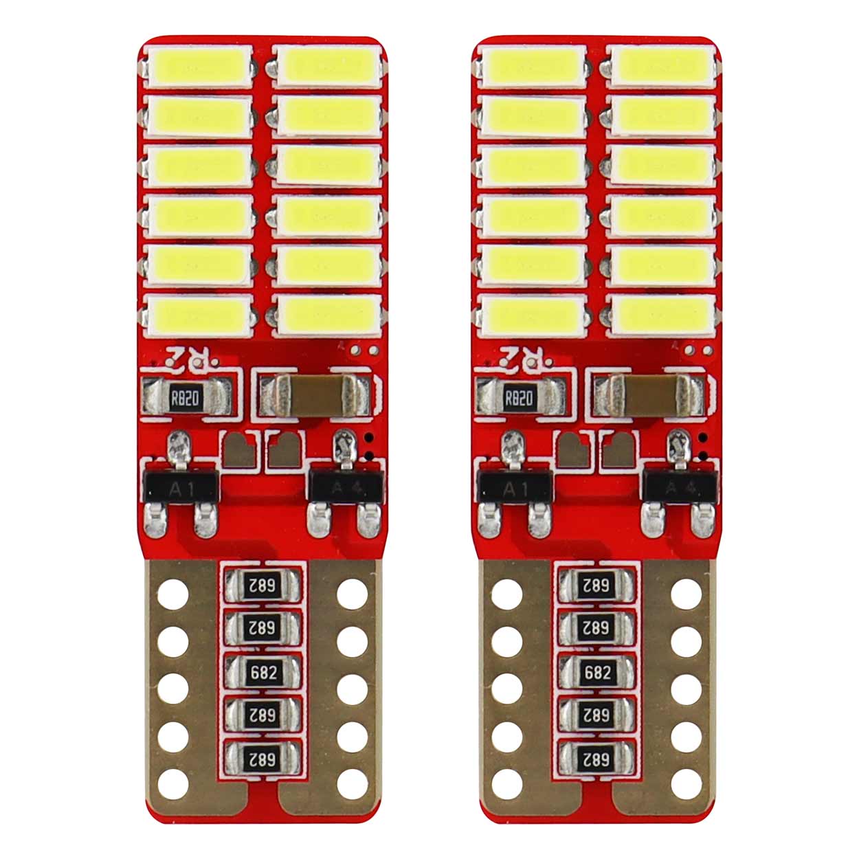 LED CANBUS T10e W5W-pære med hvidt lys til 12/24 V