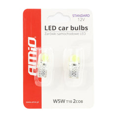 LED žárovka T10e COB 12V při pohledu z úhlu