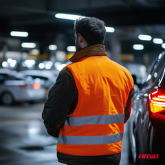 Oranžová reflexní vesta XL s reflexními pruhy, pohled zepředu