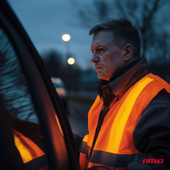 Oranžová reflexní vesta XL s dobře viditelnými reflexními pruhy