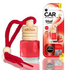 Osvěžovač vzduchu do auta Aroma Wood Strawberry se skleněnou lahvičkou a dřevěným uzávěrem