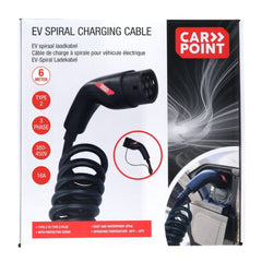 Carpoint spirálový nabíjecí kabel pro elektromobily Type 2 na Type 2, 16 A, 3fázový, 6 metrů 