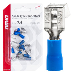 Blå isolerede fladstik 7,4/6,3 mm i sæt med 10 stk.