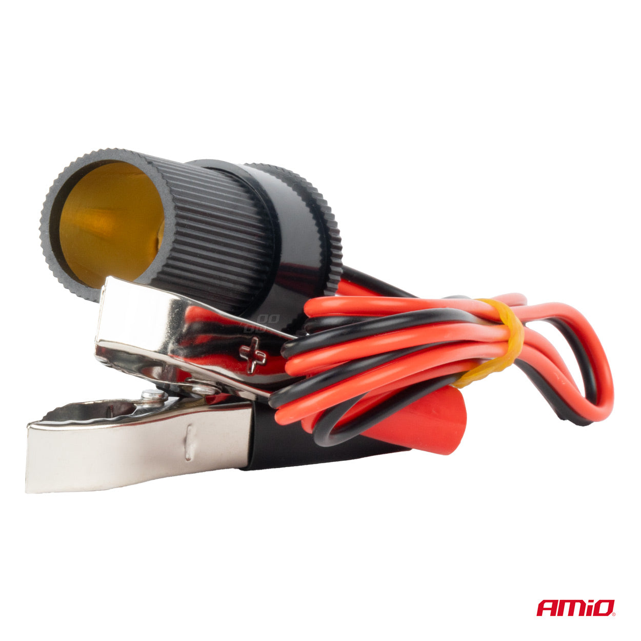 Adapter med cigarettænderstik og krokodillenæb til 12/24 V