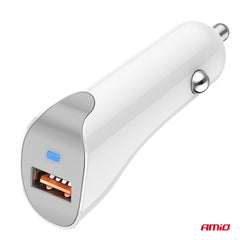 Kompakt hvid biloplader med USB-A
