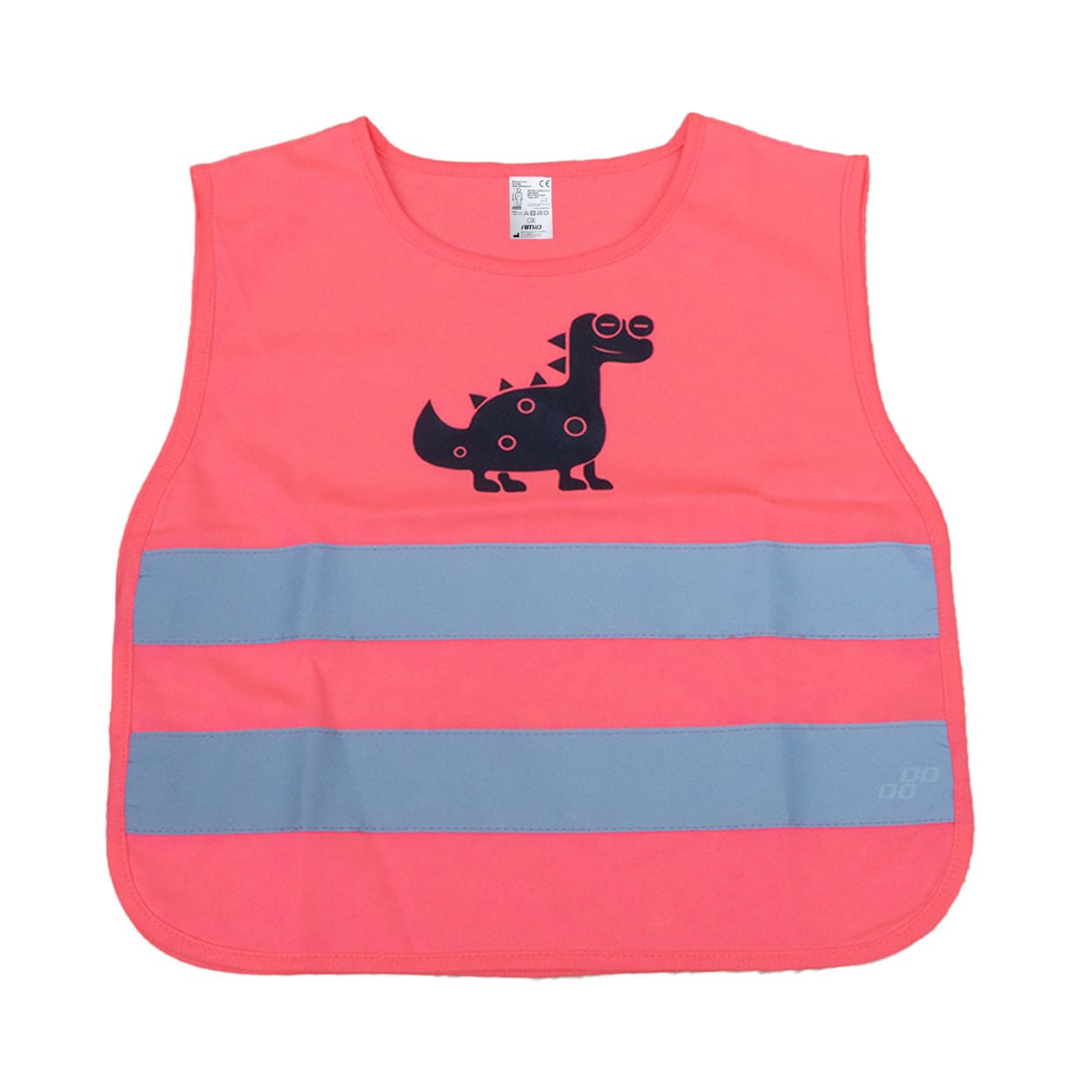 Pink refleksvest til børn med dinosaurmotiv