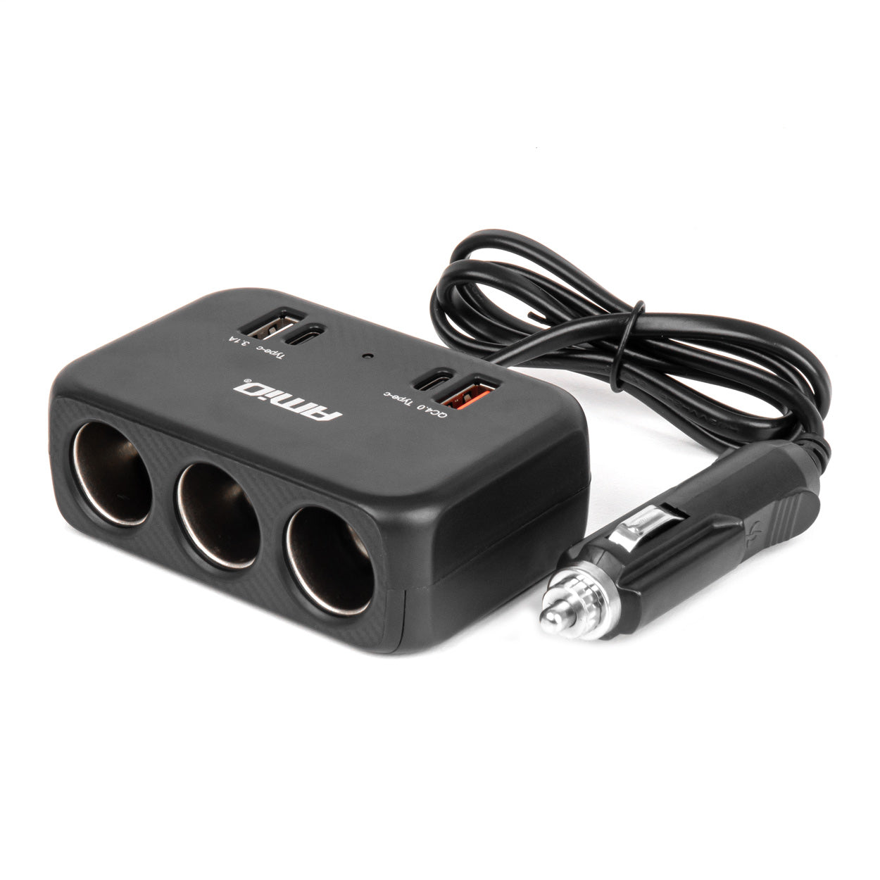 Triple cigarettænderforlænger med USB-A og USB-C QC 4.0