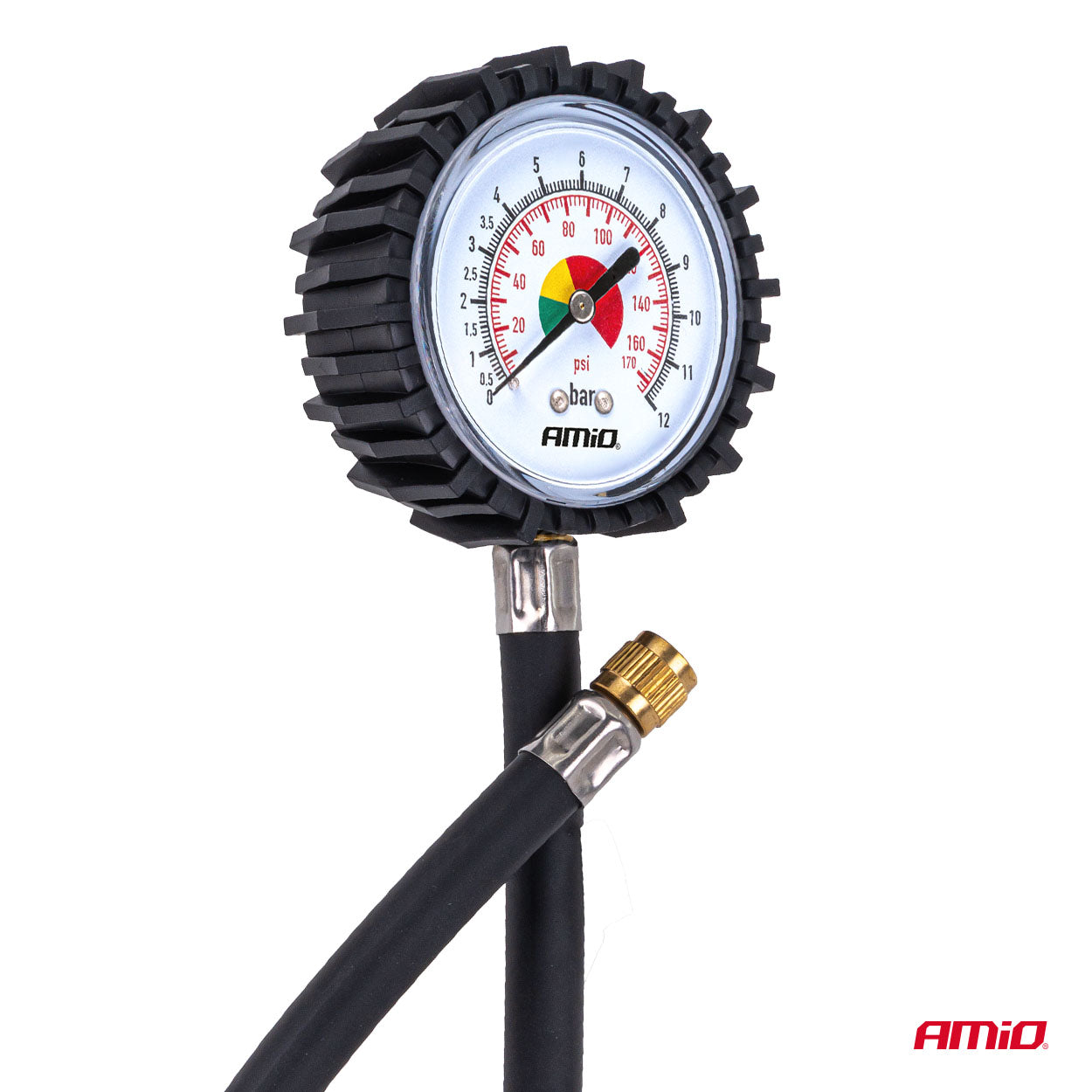 Dæktryksmåler med beskyttelsescover og 30 cm slange