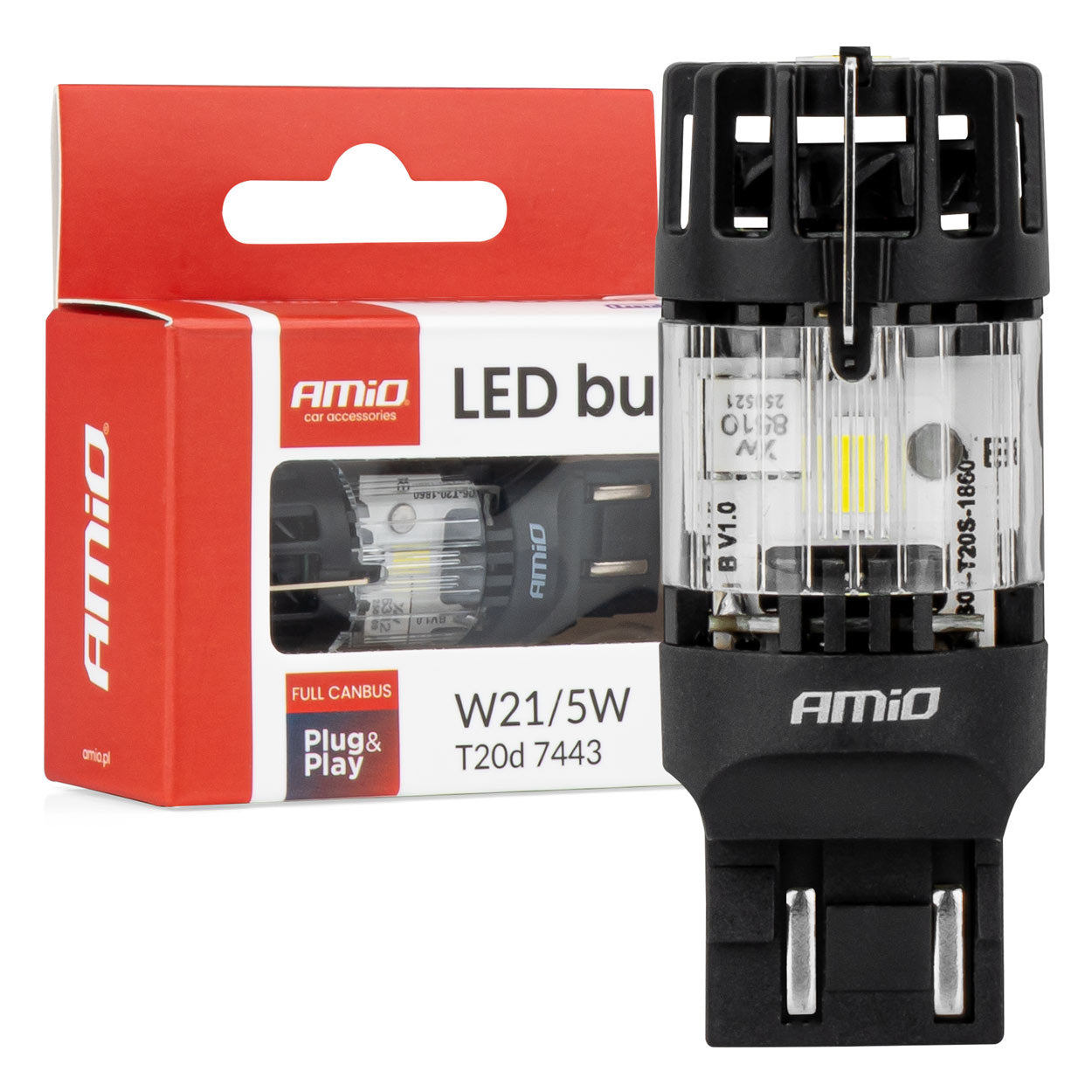 LED-pære T20D 7443 W21/5W med hvidt lys