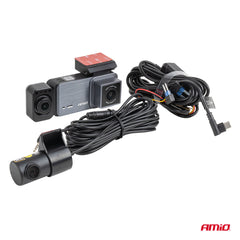 Dashcam med tre kameraer og Wi‑Fi