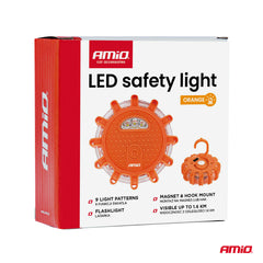LED-advarselslampe med orange og hvidt lys