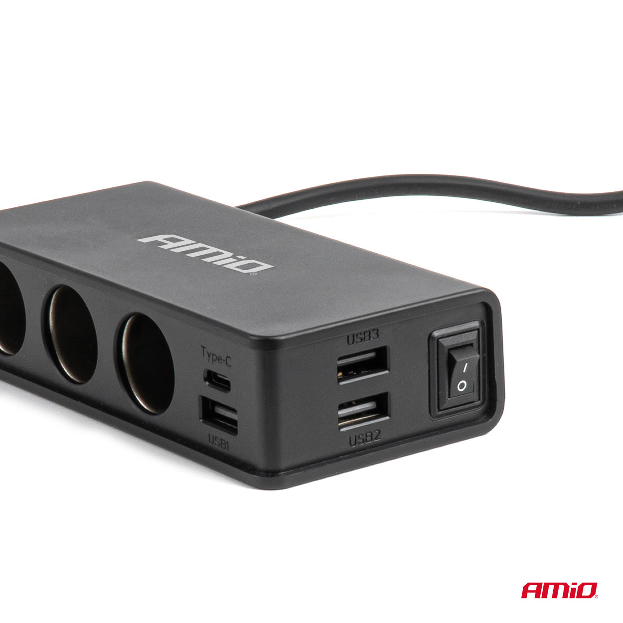 Forlængerfatning med 3 USB-A-porte og 1 USB-C-port