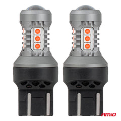LED žárovka 7443 W21/5W s červeným světlem