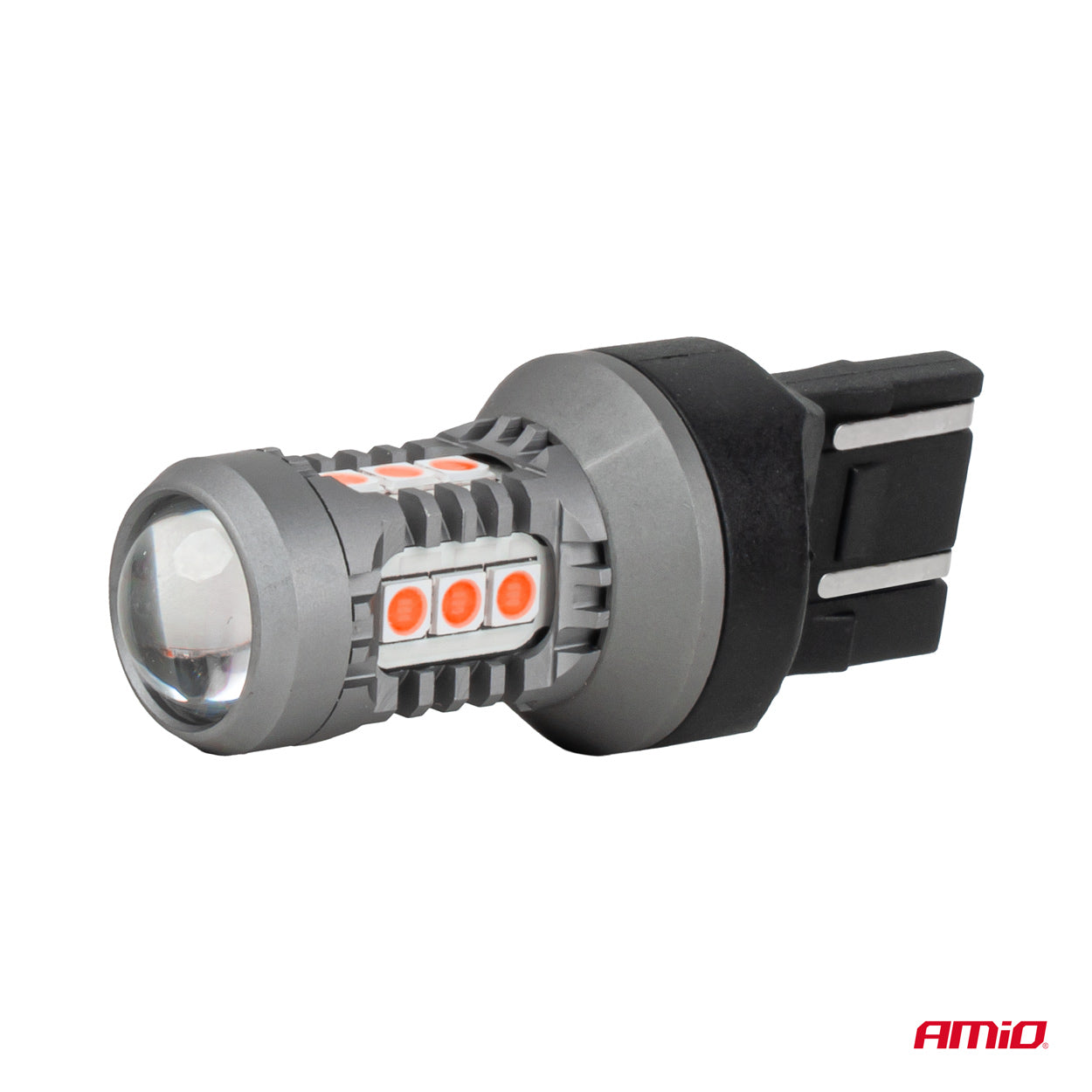 Červená 12/24 V LED žárovka s paticí 7443
