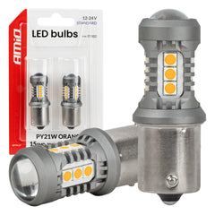 Oranžová LED žárovka s paticí BAU15S/PY21W