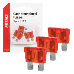 STANDARD automobilové pojistky 10A v sadě po 3 ks.