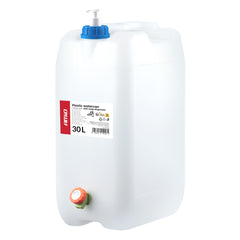 Hvid 30 liters vanddunk med hane og sæbedispenser