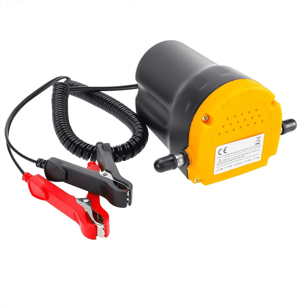 12V Oliepumpe – 80W (3–4 L/min) elektrisk pumpe til motorolie og diesel med clips.