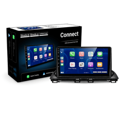 Mazda 3 2014-2019 – Bilmedie Connect 9" radio med Apple CarPlay og Android Auto vises med emballage.
