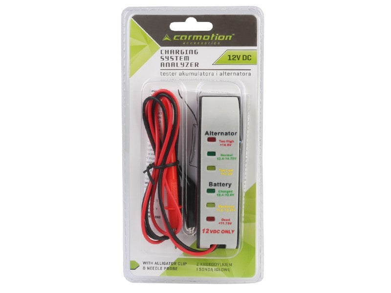 12V tester baterie a alternátoru od CARMOTION s LED indikátory