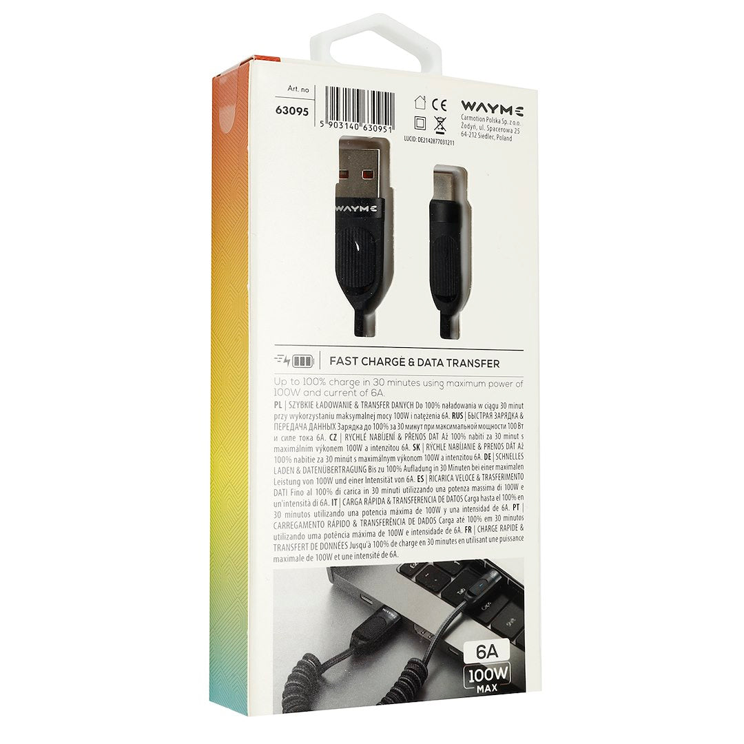 Pletený nabíjecí a synchronizační kabel USB-C s výkonem až 100 W
