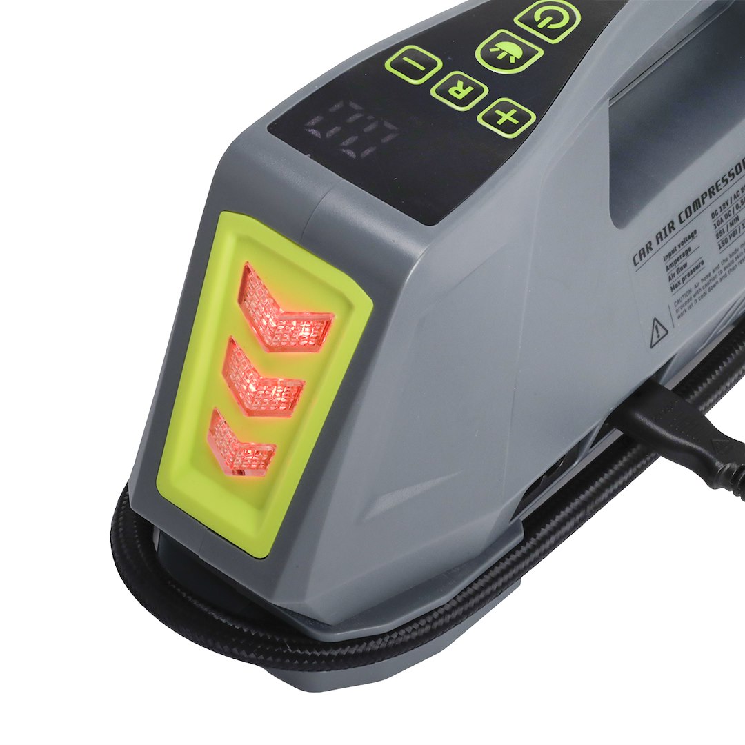 Vzduchový kompresor s digitálním manometrem a přiloženými nástavci