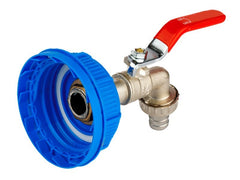 Červené víko s výpustným kohoutkem 61 mm pro nádobu s kohoutkem 1/2 palce