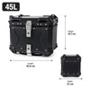 Motocyklový topcase 45 l – vodotěsný úložný box s montážní deskou 