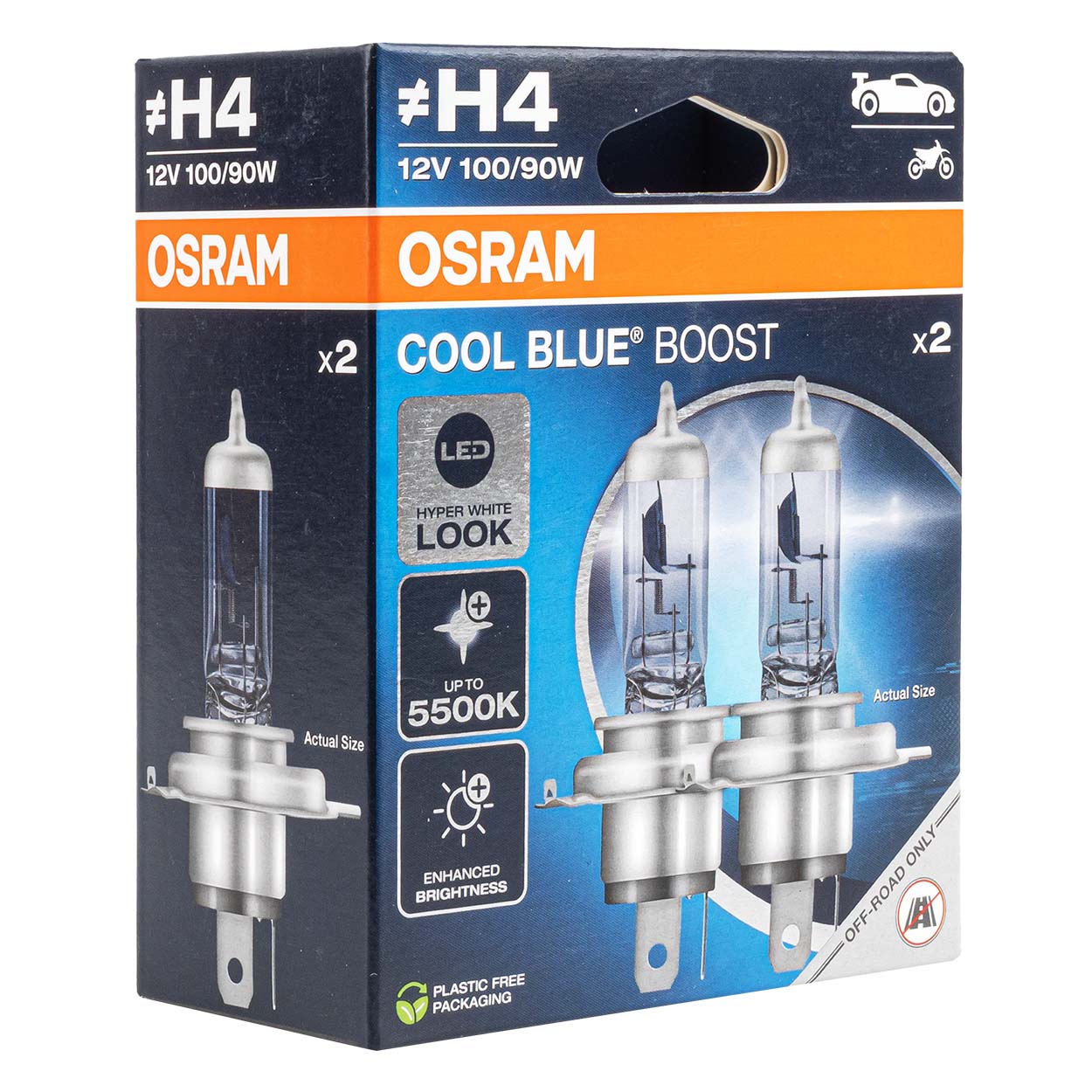 Halogenová žárovka Osram H4 Cool Blue Boost 100/90W