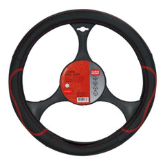 Potah volantu Carpoint z PU kůže, černý s červenými detaily, 37–39 cm 