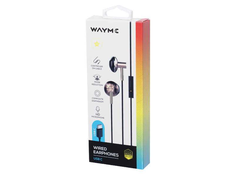 WAYME USB-C sluchátka – In-Ear s mikrofonem a potlačením hluku 