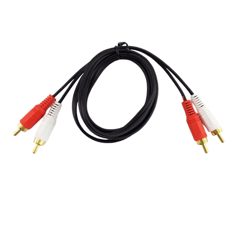 RCA audio kabel 1,5 metru – červený a bílý RCA samec na samec (2 ks) pro autorádio a stereo systém.