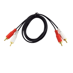 RCA audio kabel 1,5 metru – červený a bílý RCA samec na samec (2 ks) pro autorádio a stereo systém.