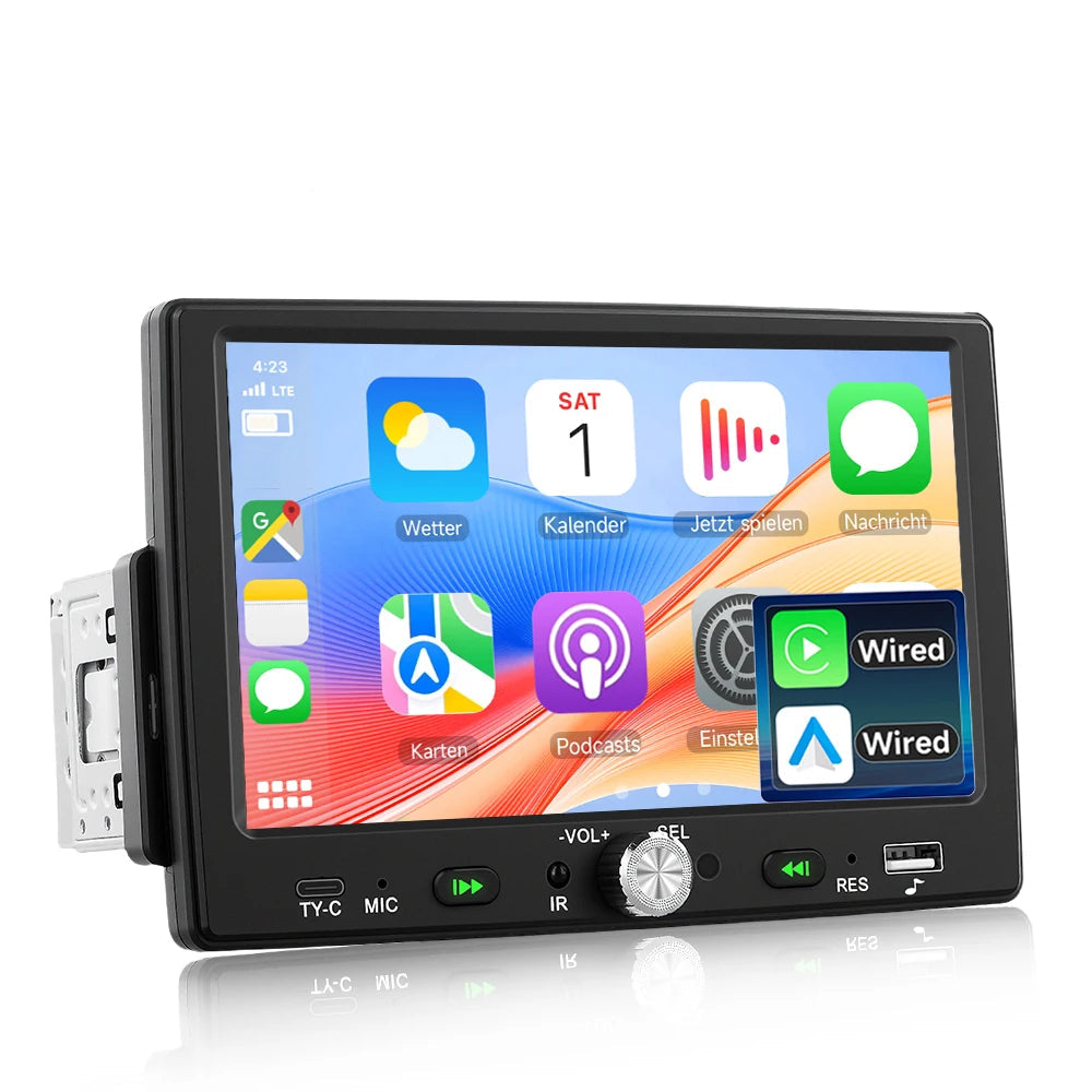7" 1 DIN autorádio s Apple CarPlay a Android Auto – Bluetooth 5.0, dotykový displej a USB 