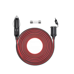 4metrový prodlužovací kabel do autozapalovače 12V/24V – napájecí kabel do auta s 15A pojistkou 