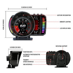 3,5" Head-Up Display (HUD) do auta – digitální rychloměr s OBD2 
