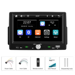 7" 1 DIN autorádio s Apple CarPlay a Android Auto – Bluetooth 5.0, dotykový displej a USB 