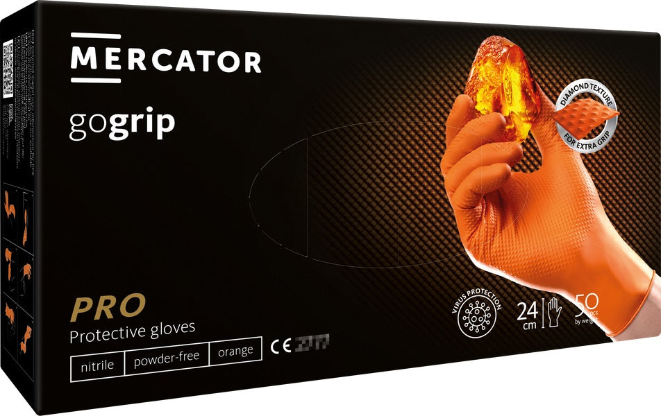 Orange GoGrip nitrilhandsker i størrelse XL