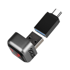 Mini Trådløs CarPlay & Android Auto Adapter (5.8GHz – Plug & Play) with USB and USB-C connectors.